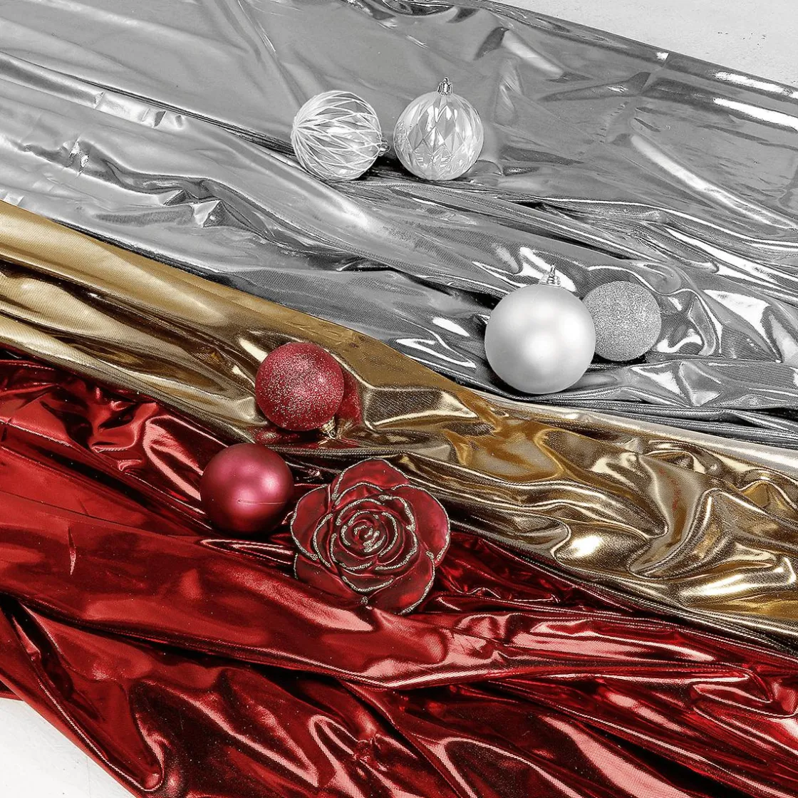 DecoWoerner Telas>Tela Brillante Jersey De Papel De Aluminio Color Plateado, Anchura: 110 Cm