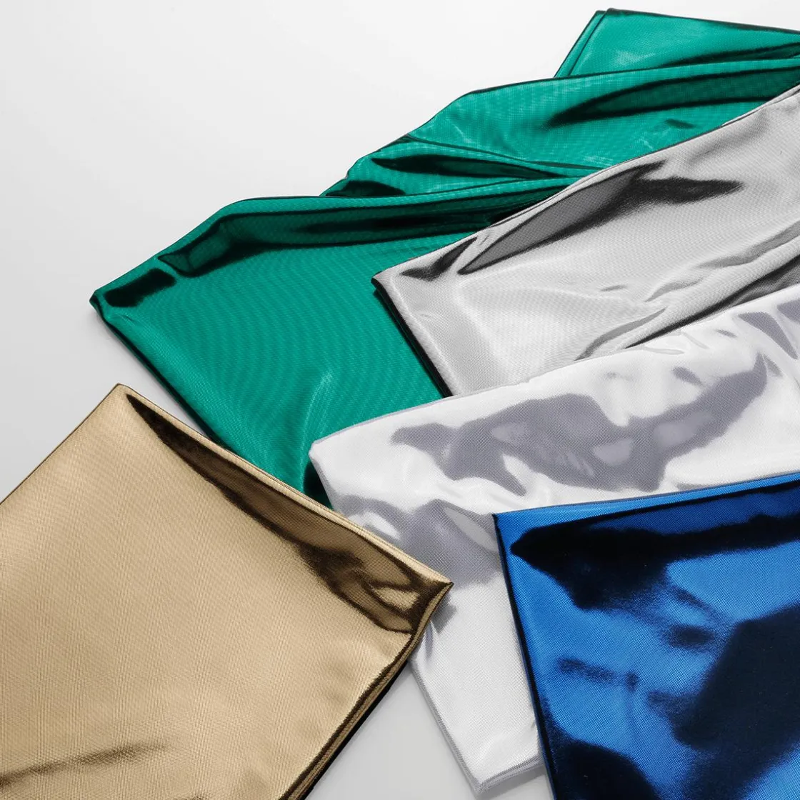 DecoWoerner Telas>Tela Brillante Jersey De Papel De Aluminio Color Plateado, Anchura: 110 Cm