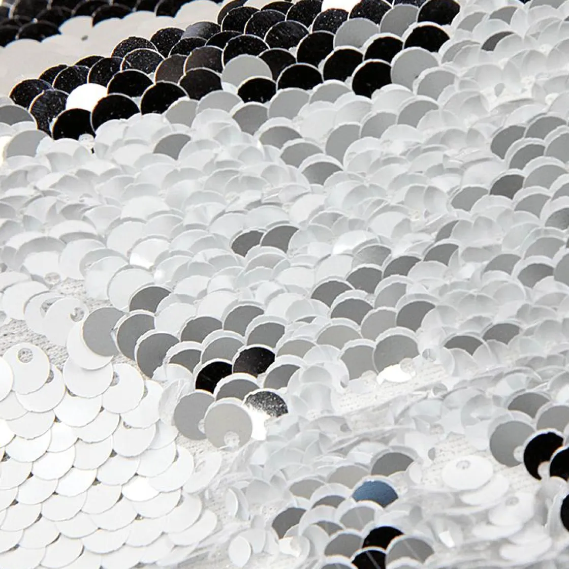 DecoWoerner Telas|Decoración Temática>Tela De Lentejuelas Reversibles /blanca, Anchura 145 Cm