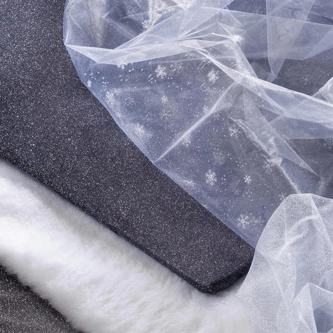 DecoWoerner Decoración De Invierno|Telas>Tela De Organza Copos De Nieve Anchura 150 Cm
