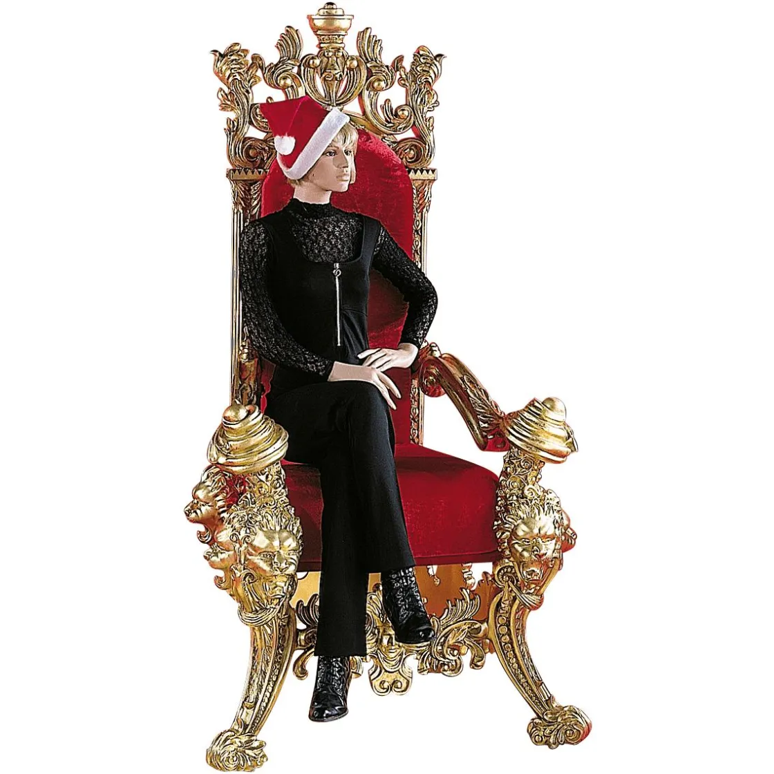 DecoWoerner Decoración Navideña Xxl>Trono "Estilo Barroco", Altura: 190 Cm, Oro-rojo