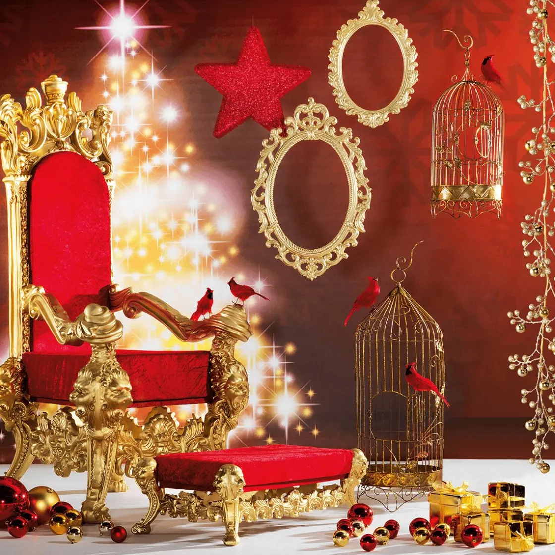 DecoWoerner Decoración Navideña Xxl>Trono "Estilo Barroco", Altura: 190 Cm, Oro-rojo