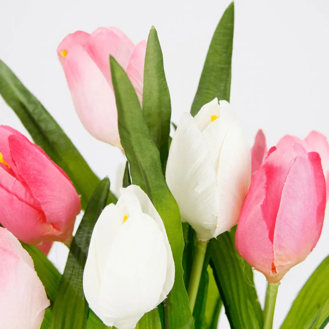 DecoWoerner Decoración De Primavera|Flores Artificiales>Tulipanes Artificiales En Cesta , 25 Cm