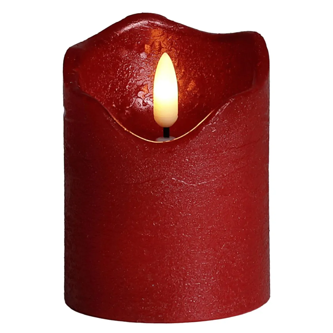 DecoWoerner Luz Decorativa>Vela De Cera LED Roja 7,5 Cm Ø, 10 Cm De Altura