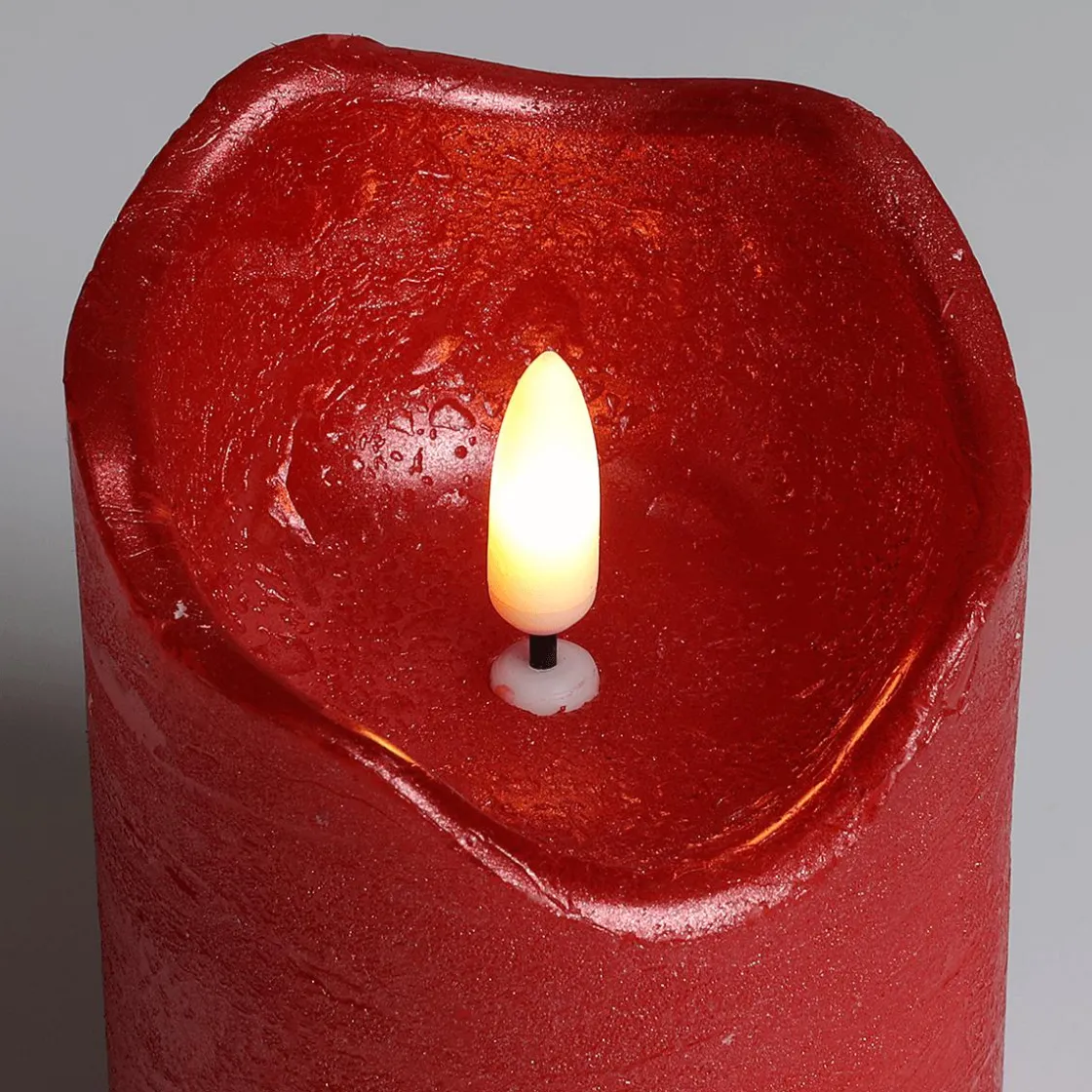 DecoWoerner Luz Decorativa>Vela De Cera LED Roja 7,5 Cm Ø, 10 Cm De Altura