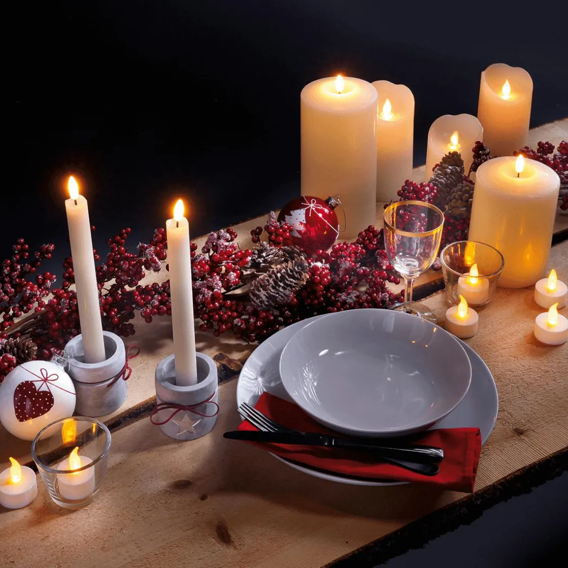 DecoWoerner Luz Decorativa>Velas De Cera LED-LED 24 Cm, Conjunto De 2 Piezas