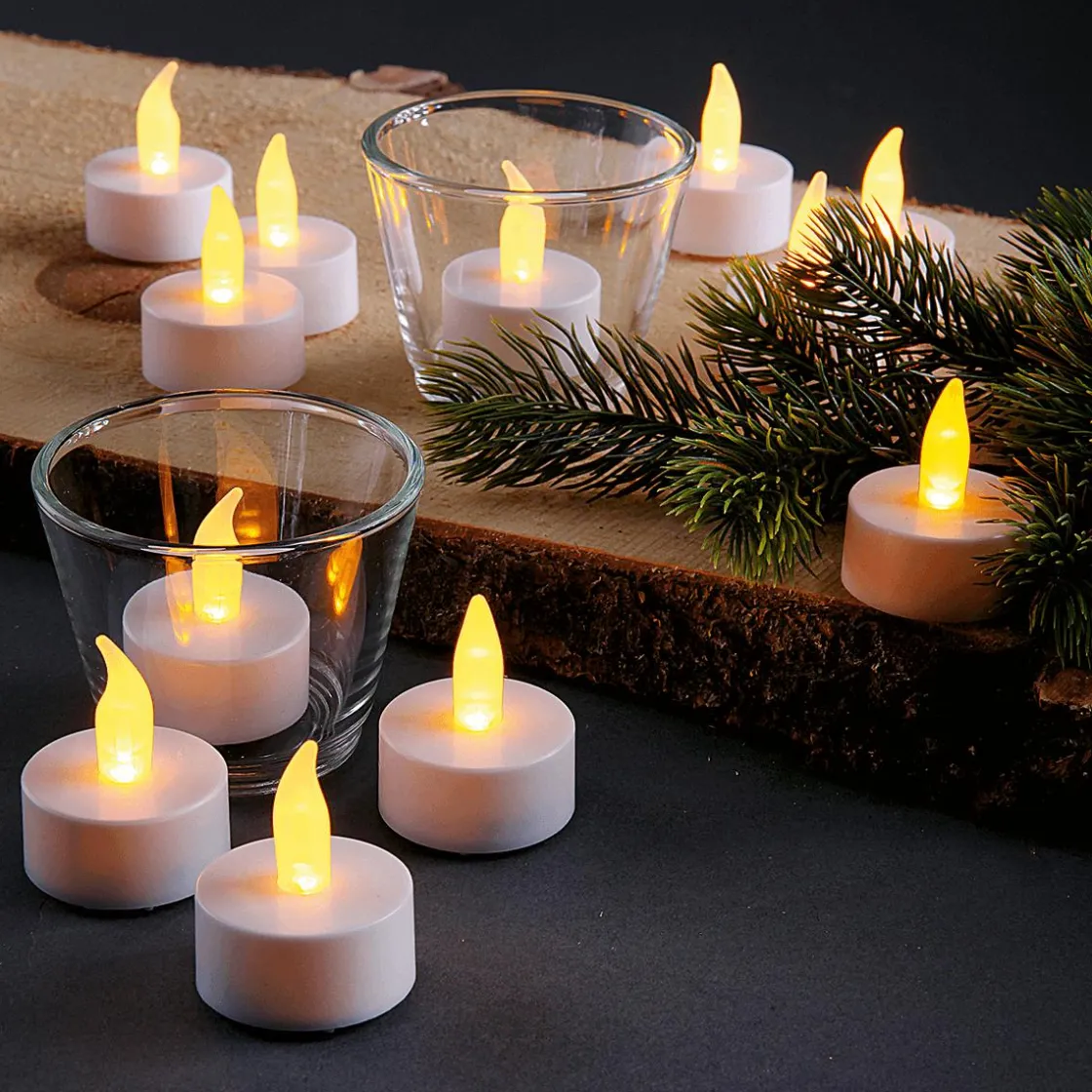 DecoWoerner Luz Decorativa>Velas Para Té Con Baterías LED, Conjunto De 12 Piezas