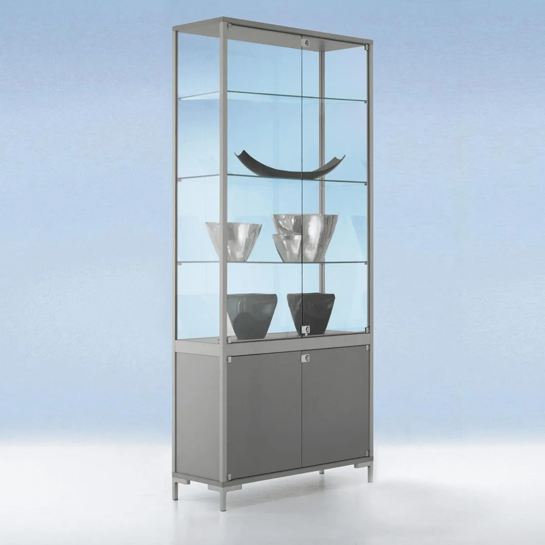 DecoWoerner Expositores Para Tiendas>Vitrina Con Compartimento Cerrado, 186 X 80 X 40 Cm