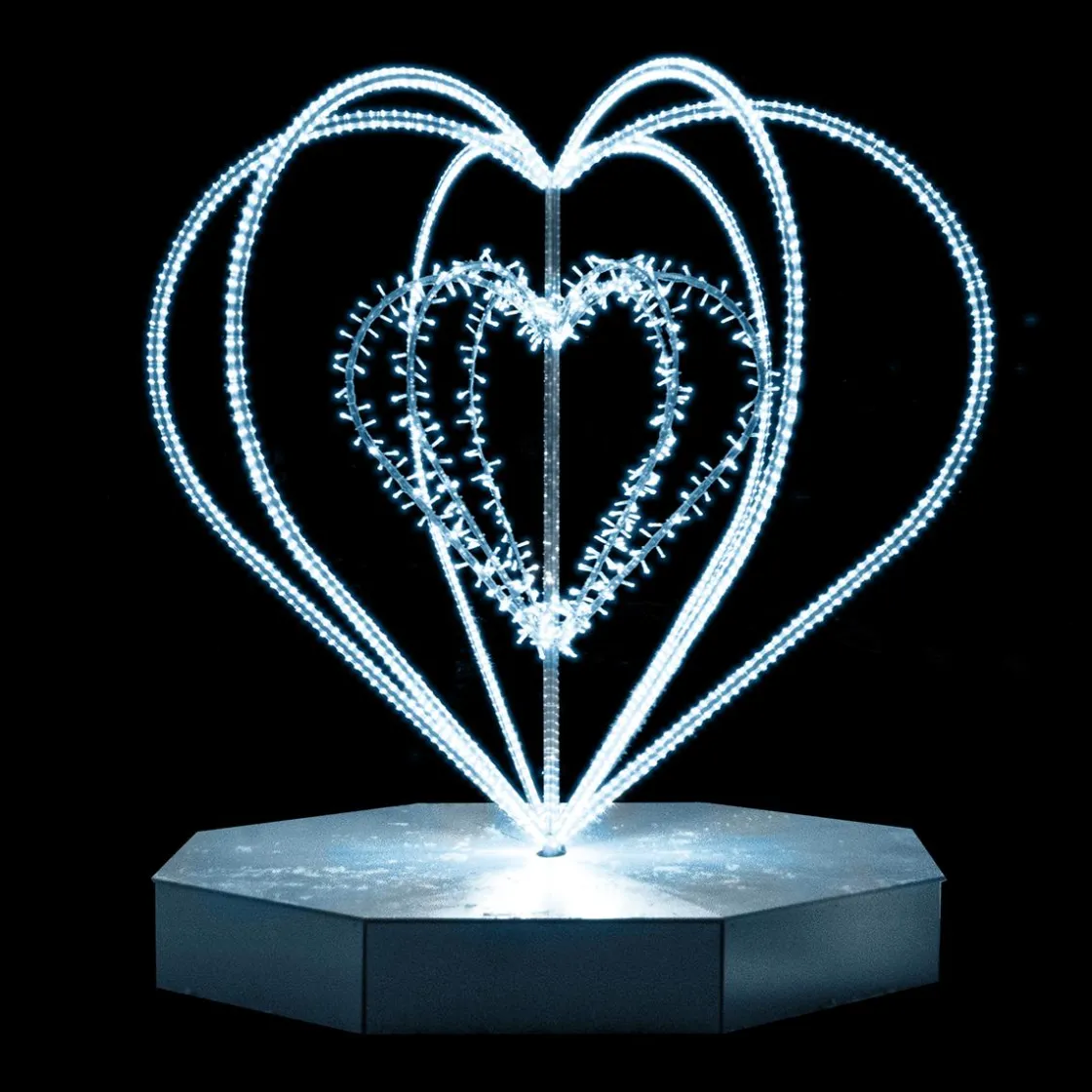 DecoWoerner Luz Decorativa|Decoración Temática>XXL Objeto Luminoso LED Corazón Plateado Para Exterior